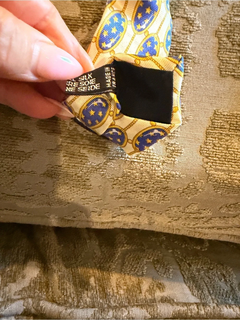 Burberry Yellow and Blue Geometric Silk Tie